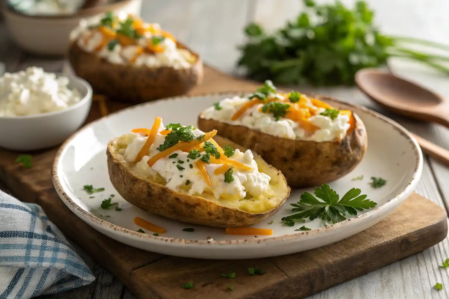 Cottage cheese recipe for air fryer baked potato skins.