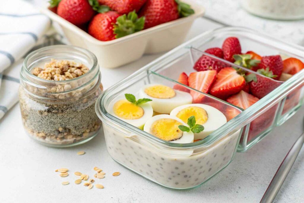 Low FODMAP breakfast meal prep with overnight oats and chia pudding