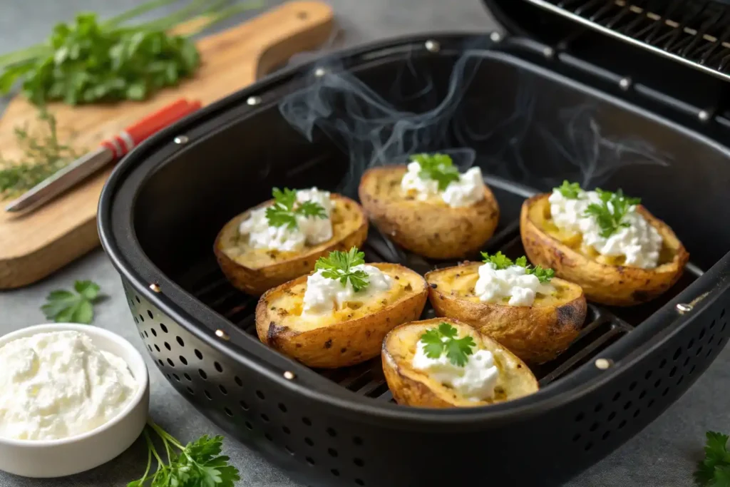 Cottage Cheese Recipe for Air Fryer Baked Potato Skins 3 Cottage Cheese Recipe for Air Fryer Baked Potato Skins Cottage Cheese Air Fryer Potato Skins Air fryer baked potato skins stuffed with cottage cheese