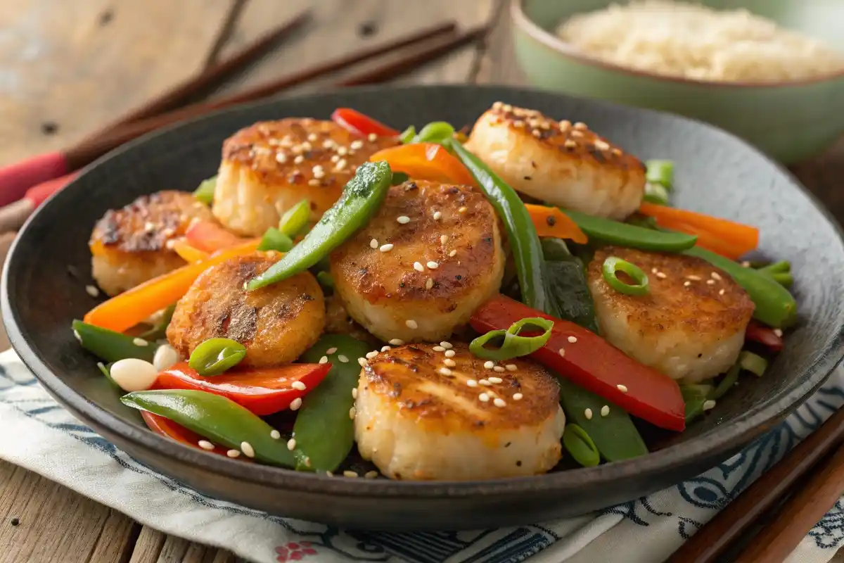 Fishcakes and Scallops Stir Fry