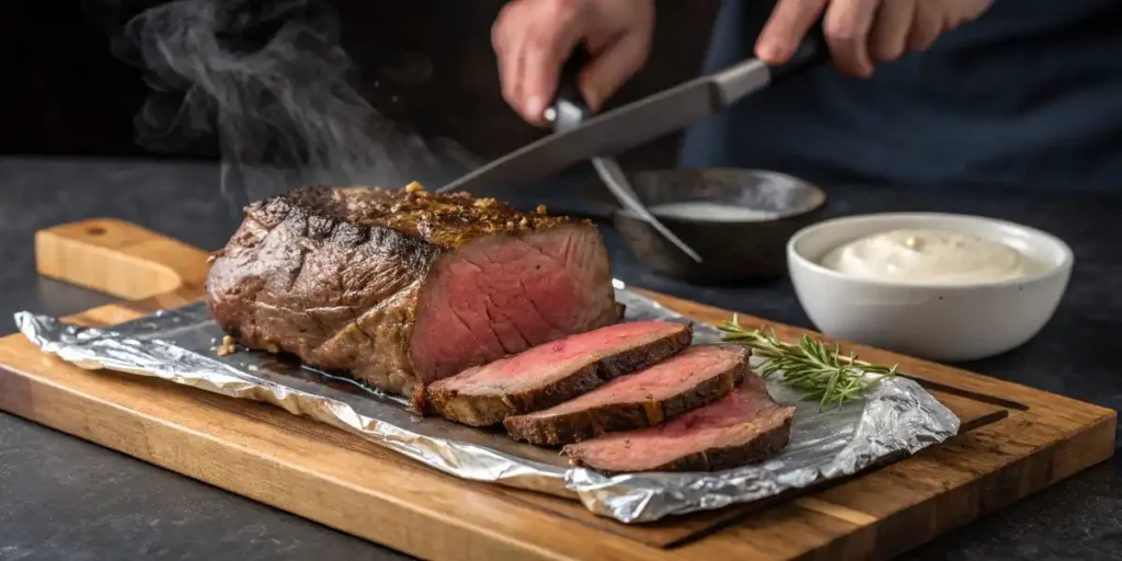 Ribeye Roast Recipe: The Juiciest, Most Flavorful Roast Ever 3 Ribeye Roast Recipe: The Juiciest, Most Flavorful Roast Ever ribeye roast recipe Slicing a juicy, rested ribeye roast