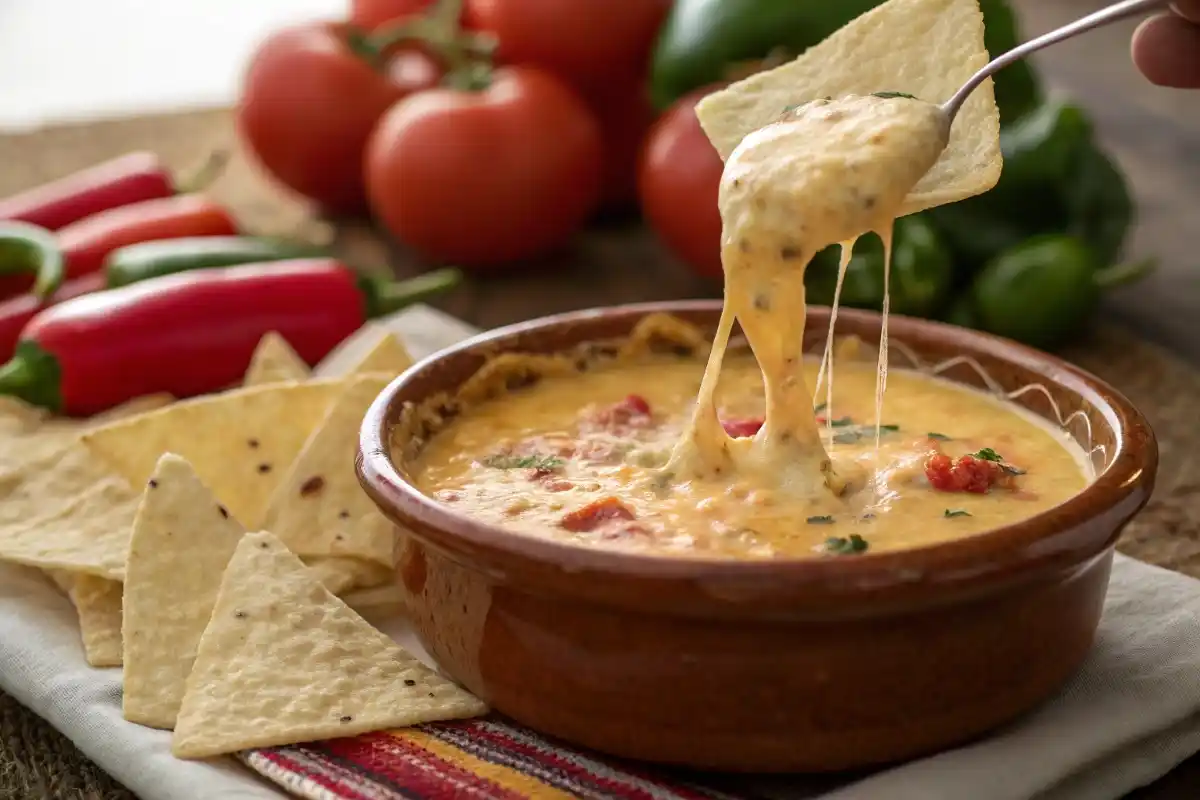 Rotel dip recipe Bowl of warm, cheesy Rotel dip with tortilla chips